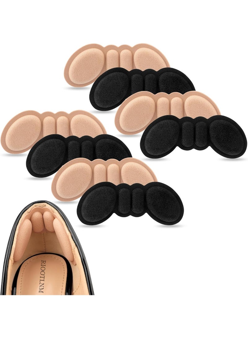 CLENEA Heel Stickers, Anti Drop Heel Anti Slip Anti Abrasion Shoe Stickers, Heel Protectors for Blister Pain, Padding, Makes Shoes Fit Better, Suitable for Oversized Shoes, Unisex, 4 Pairs, Black, Khaki - Image 1